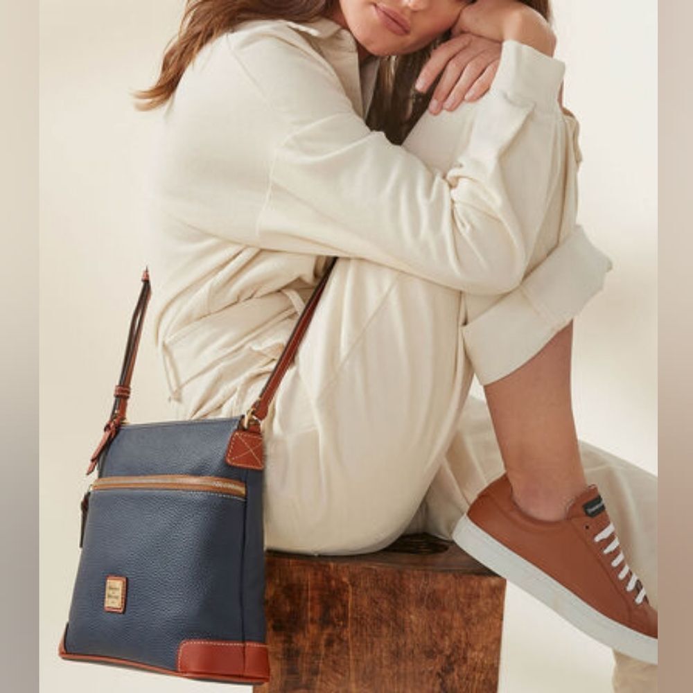 Dooney & Bourke Dark Brown Crossbody with Tan Trim - Picture 3 of 13